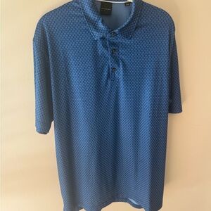 Dunning Golf Polo Shirt Blue print Performance Stretch Breathable size L
